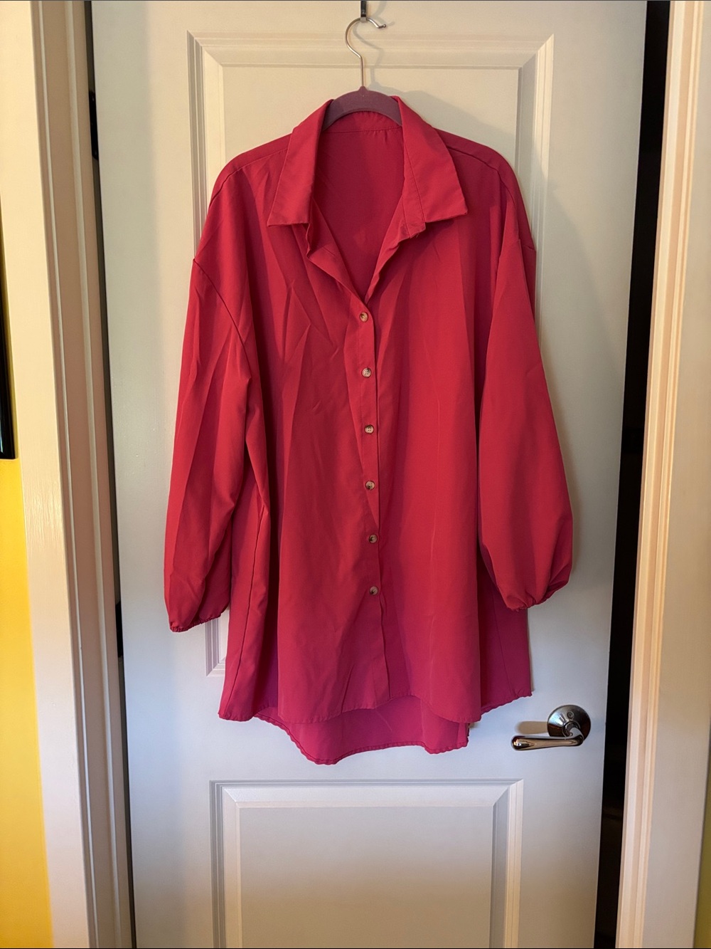 Relaxed Button-Down Shirt in Bright Pink